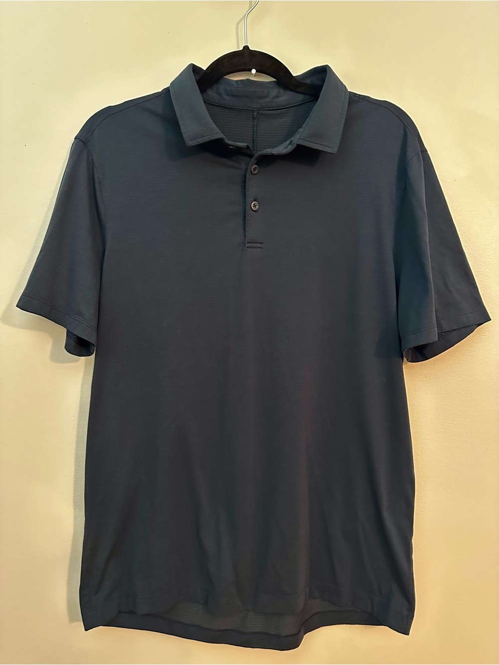 Lululemon Polo Shirt Mens Large Navy Blue Evolution Performance Short Sleeve